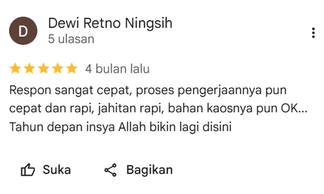 Ulasan Google pelanggan 1